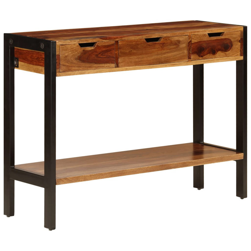 Tullis 13.8" Wide 3 Drawer Sheesham Wood Buffet Table, Brown