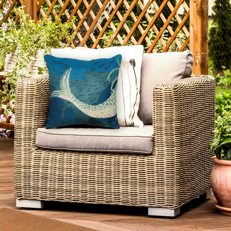 Marina Mermaids are Real Indoor/Outdoor Ocean Square Throw Cushion Cover