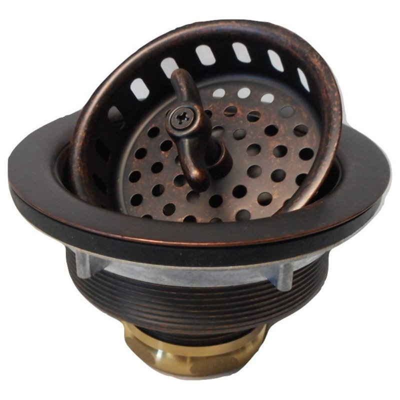 Standard 3.5" Basket Strainer Kitchen Sink Drain in Aged Copper
