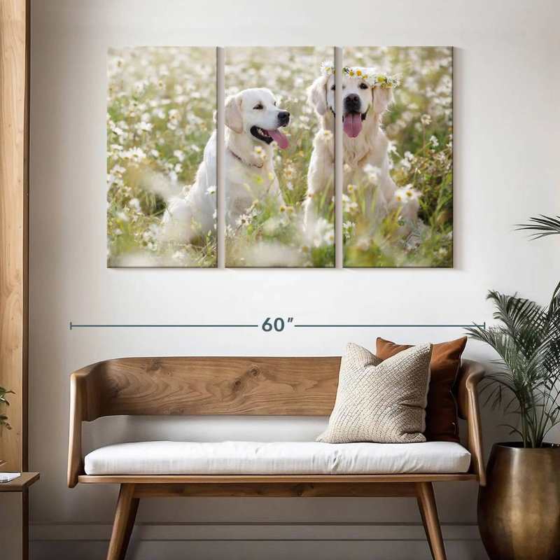 Couple de Golden Retriever, H 32 po x l 50 po