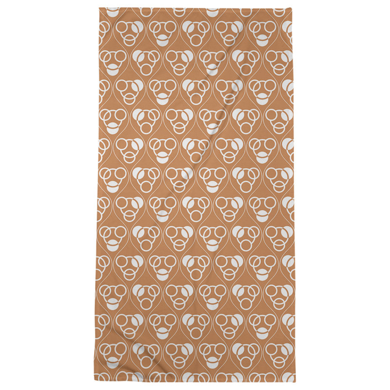 Serviette de bain à motif de cercles et de vagues Classic, Orange/Blanc