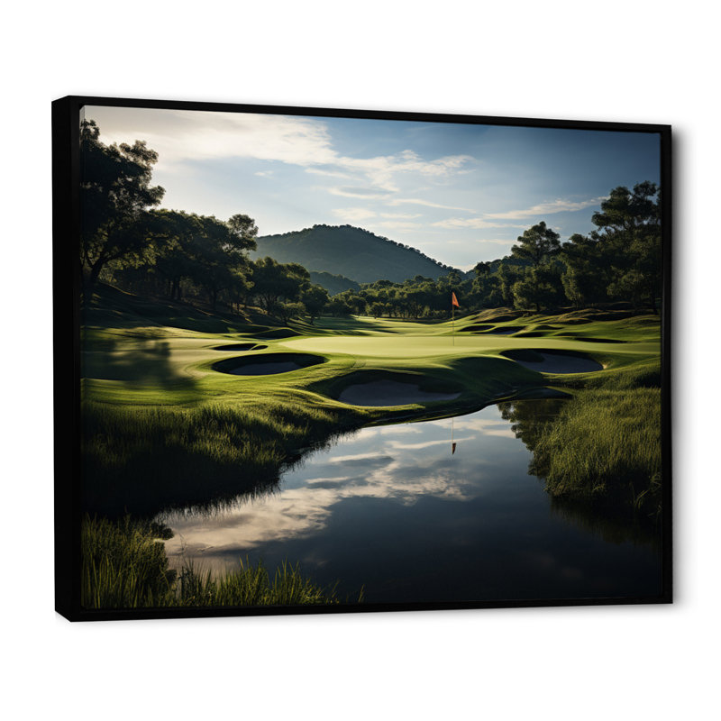 Golf Precision Filed - Sports Canvas Wall Art, Cadre flottant noir, H 30 po x l 40 po x P 1,5 po