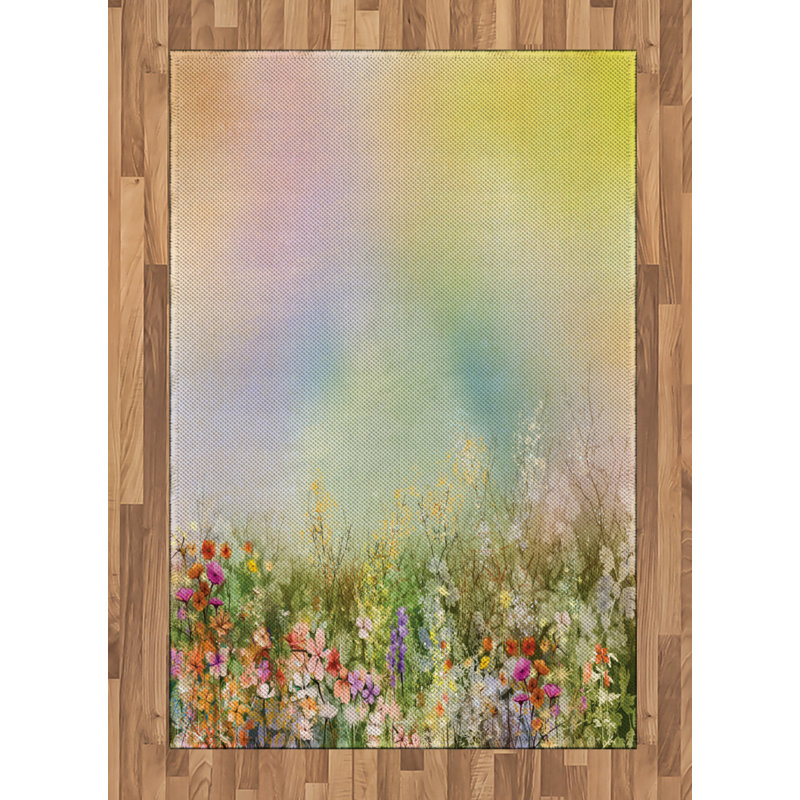 Floral High Density Long Fiber Poly Threads Decorative Area Rug Carpet, Rectangle 4' x 5'8"
