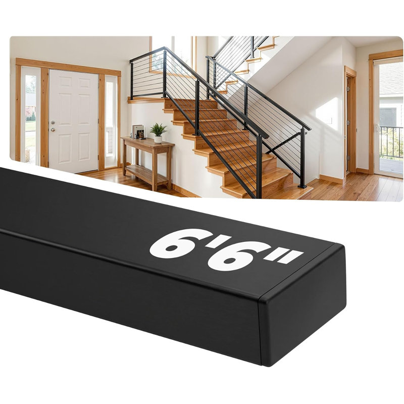 Main courante supérieure rectangulaire en acier inoxydable noir de 1,98 m (6 pi 6 po) pour système de garde-corps à câbles de terrasse, d'escalier ou de balcon (garde-corps de niveau)