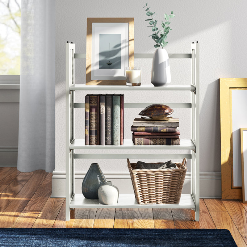Saruf Etagere Bookcase, White, (3 Shelves) 38" H x 27.5" W x 11.5" D