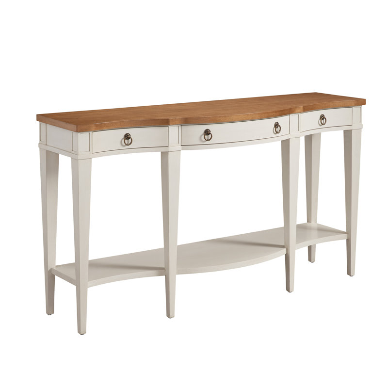 Laguna Mid-Century Bowfront 62'' Brown & White Console Table with Storage