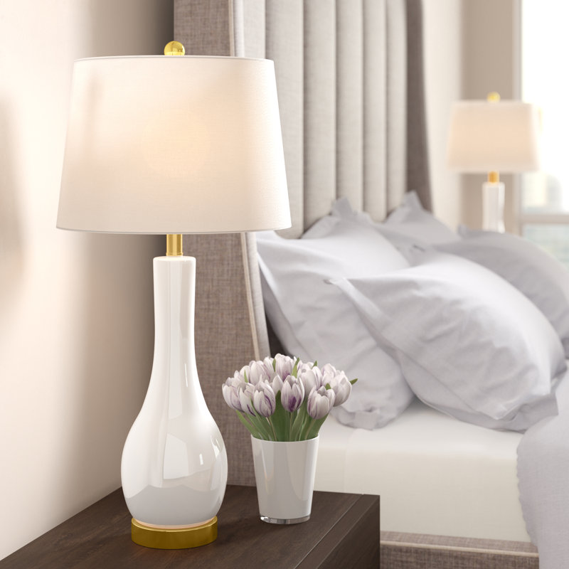 Leithgow Ceramic USB Table Lamp, White