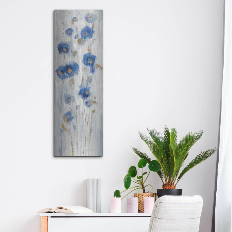  «Neutral Seaside Flowers 2» par Silvia Vassileva, art mural en métal, 12 po x 36 po