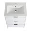 Meuble-lavabo autoportant de 36 po avec lavabo en résine, 1 armoire de rangement et 1 petite armoire murale, tiroirs et porte à fermeture en douceur, contreplaqué (KD-Packing)