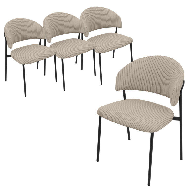 Dining Chair, Corduroy Modern Chair For Kitchen, Living, or Dining Room, Gray, 4