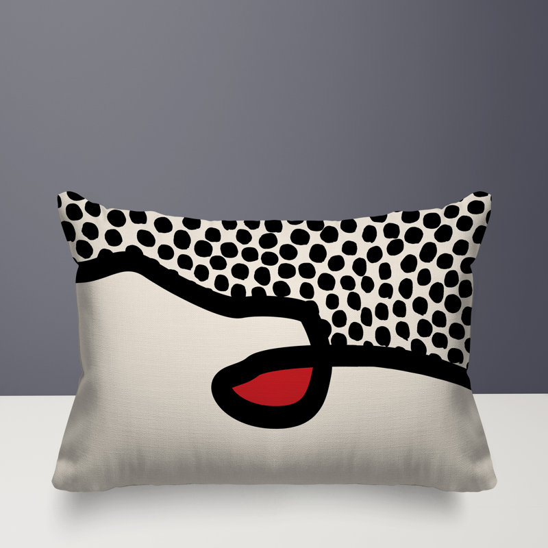 Coussin lombaire réversible intérieur / extérieur Jai Abstract, H 14 po x l 20 po, Rouge