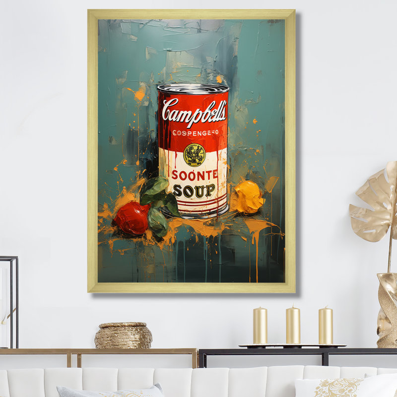 Popart Soup Sensation II - Abstract Wall Art Living Room_105856, H 40 po x l 30 po x P 1,5 po, Encadrement doré