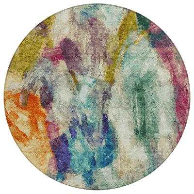 Machine Washable Indoor/Outdoor Husby ACN2204 Abstract Rug