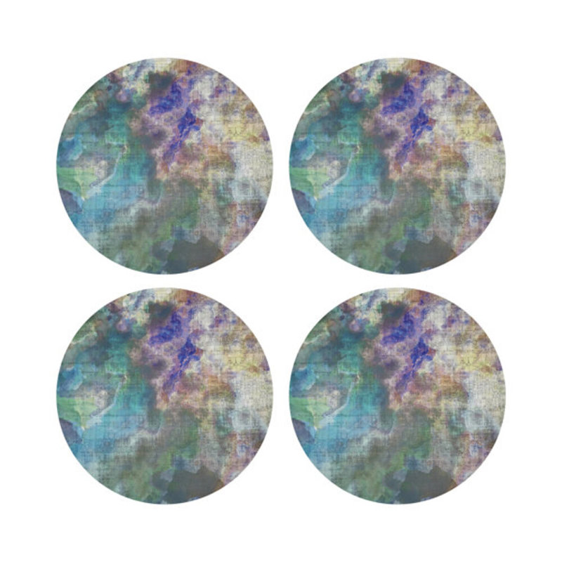 Impressionism Vegan Leather Round Placemats, Coast