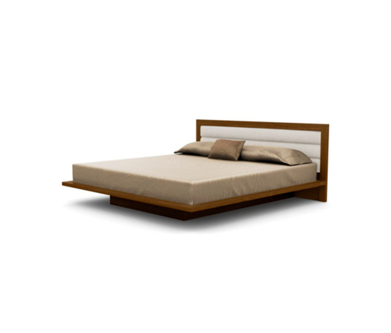 Moduluxe Upholstered Bed, Onyx, King, Natural Walnut