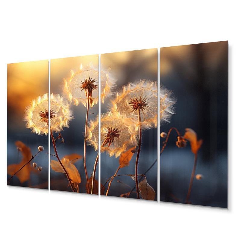 «Dandelion Morning Moments IV», ensemble de reproductions d'art mural floral en métal
