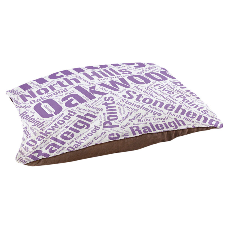 Coussin de chien « districts », Très grand (H 17 po x l 50 po x P 40 po), Mauve, Raleigh