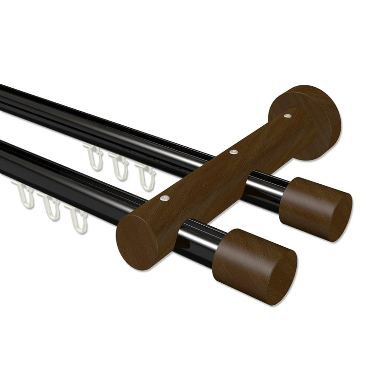 Duxbury Adjustable 2cm Double Curtain Pole, 5cm H x 480cm W x 18cm D