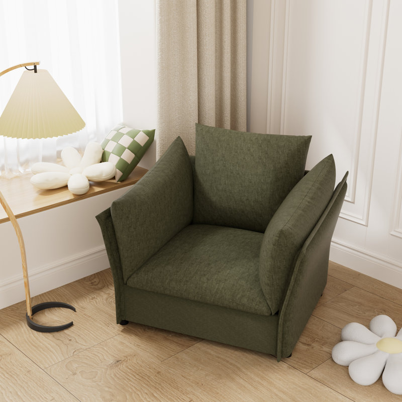 Fauteuil d'appoint simple en chenille de style moderne avec méridienne et méridienne pour salon, chambre à coucher, Vert
