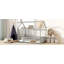 Lit simple en bois avec structure de toit, garde-corps de sécurité, gris-1806500890-1806500888