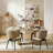 Hugette 63'' Modern Dining Table for 4-6 People, Rectangular Kitchen Table with Sintered Stone Tabletop and Stainless Steel Legs, Luxury Dining Room Table for Living Room Home, Gold(Table Only)-850415919-850415916