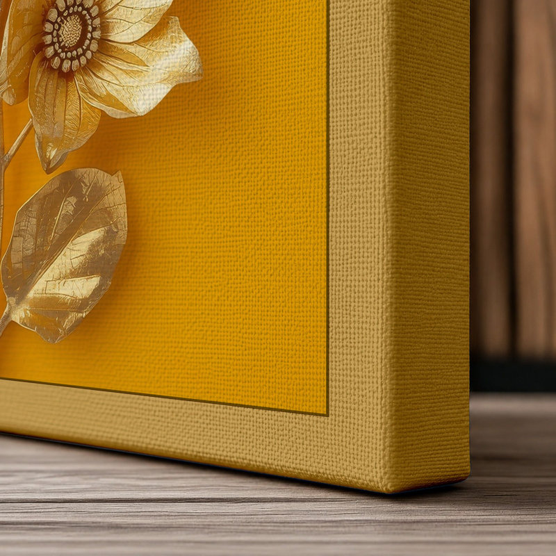 Golden Arrangement Botanical - Wrapped Canvas, 18x12 - 45.7 x 30.5 cm, Ochre Border