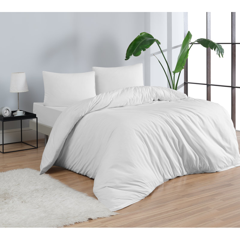 100% Cotton Jersey Knit Duvet Cover Set, White, King / California King Duvet Cover + 2 King Shams