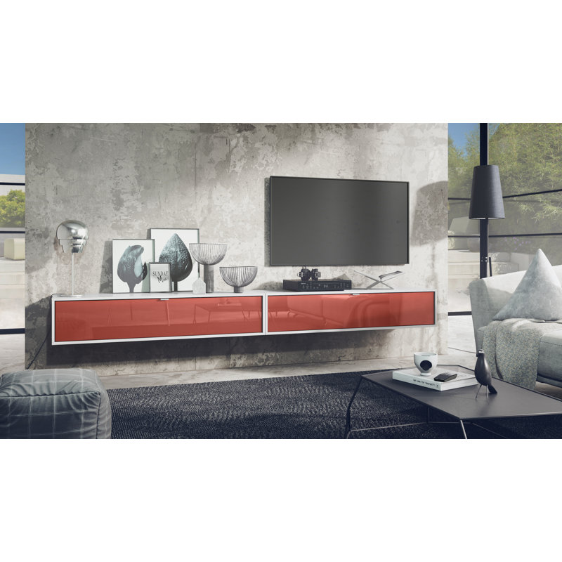 Mccaffrey Unfinished TV Stand for TVs up to 55", White/Bordeaux High Gloss