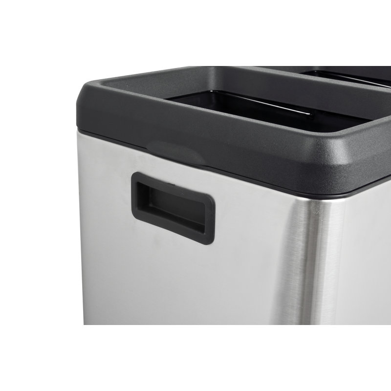 Silver Stainless Steel 16-Gallon Open Top Recycling Bin