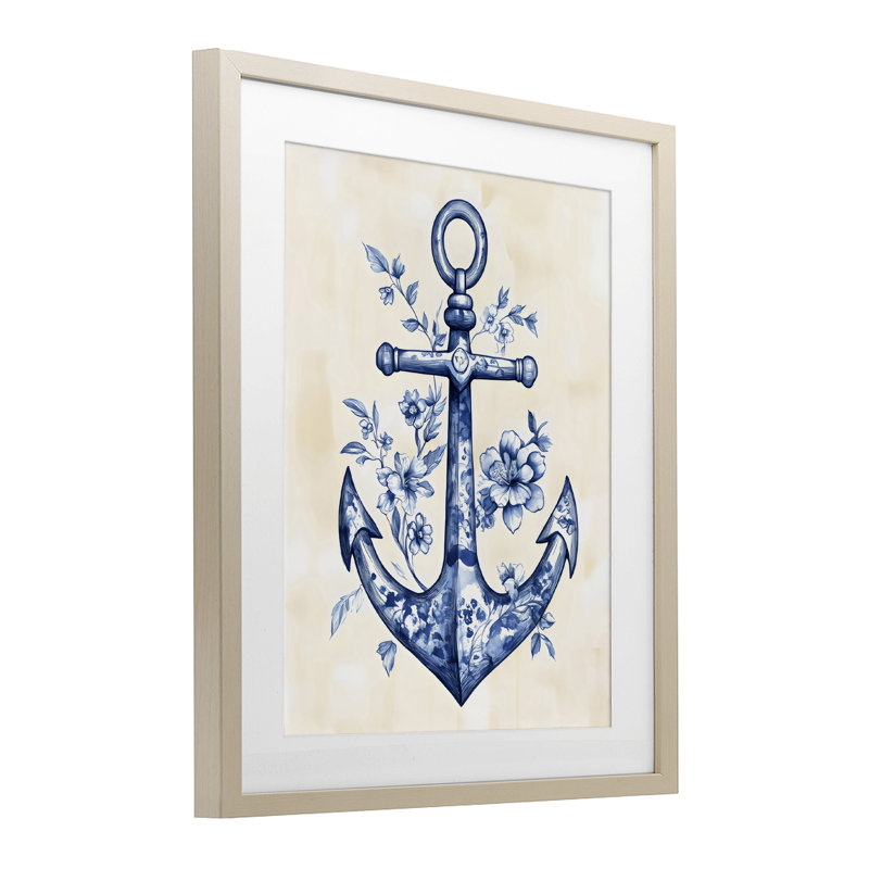«Blue Floral Life», reproduction sous verre encadrée par Arlington Prints, H 21 po x l 17 po, Cadre de récolte en pin