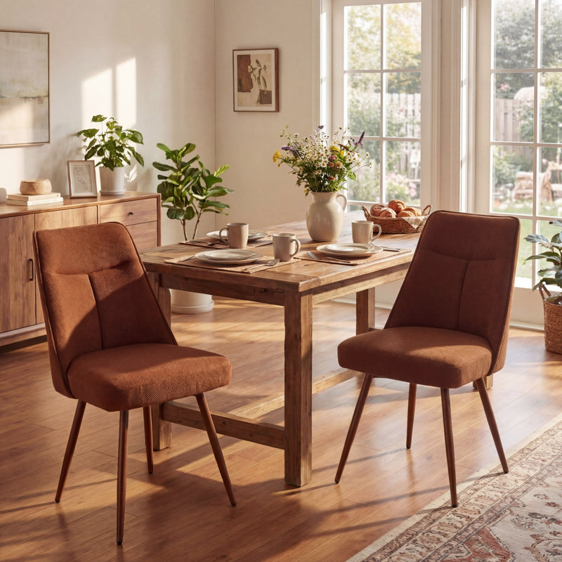 Modern Chenille Fabric Upholstered Dining Chairs Armless Side Chairs with Color-Matched Metal Frame For Kitchen Dining Room