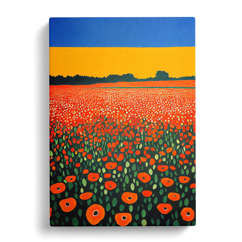 Unique Poppy Flower Field Vol.1 - Wrapped Canvas, 50cm H x 35cm W x 3cm D