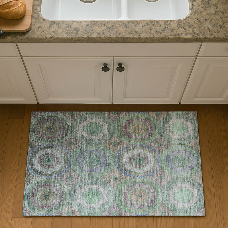Premium Machine Washable Mayfield Panel Rug, 1'8" x 2'6", Green