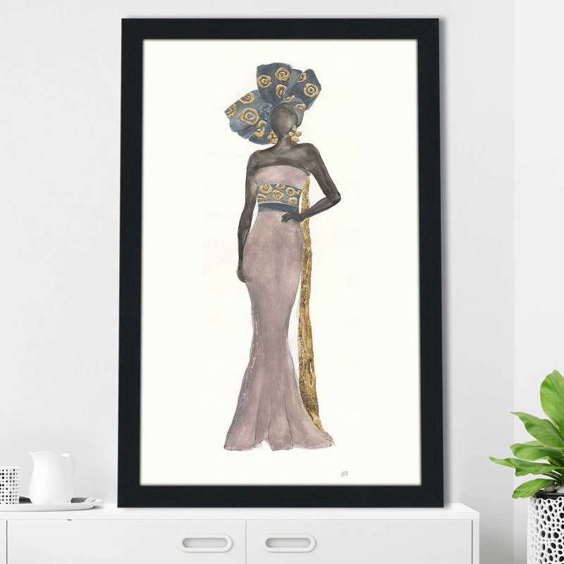 «Global Fashion II» par Chris Paschke - Peinture, H 39,5 po x l 27,5 po x P 0,75 po, Cadre espresso