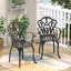 Fauteuil d'extérieur en fonte d'aluminium, chaise de patio avec cadre en métal noir et coussins beiges-1111155211