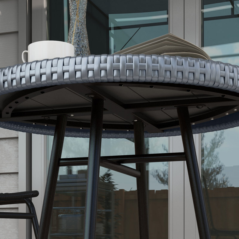 Round Steel Outdoor Side Table - 50 cm W 50 cm D