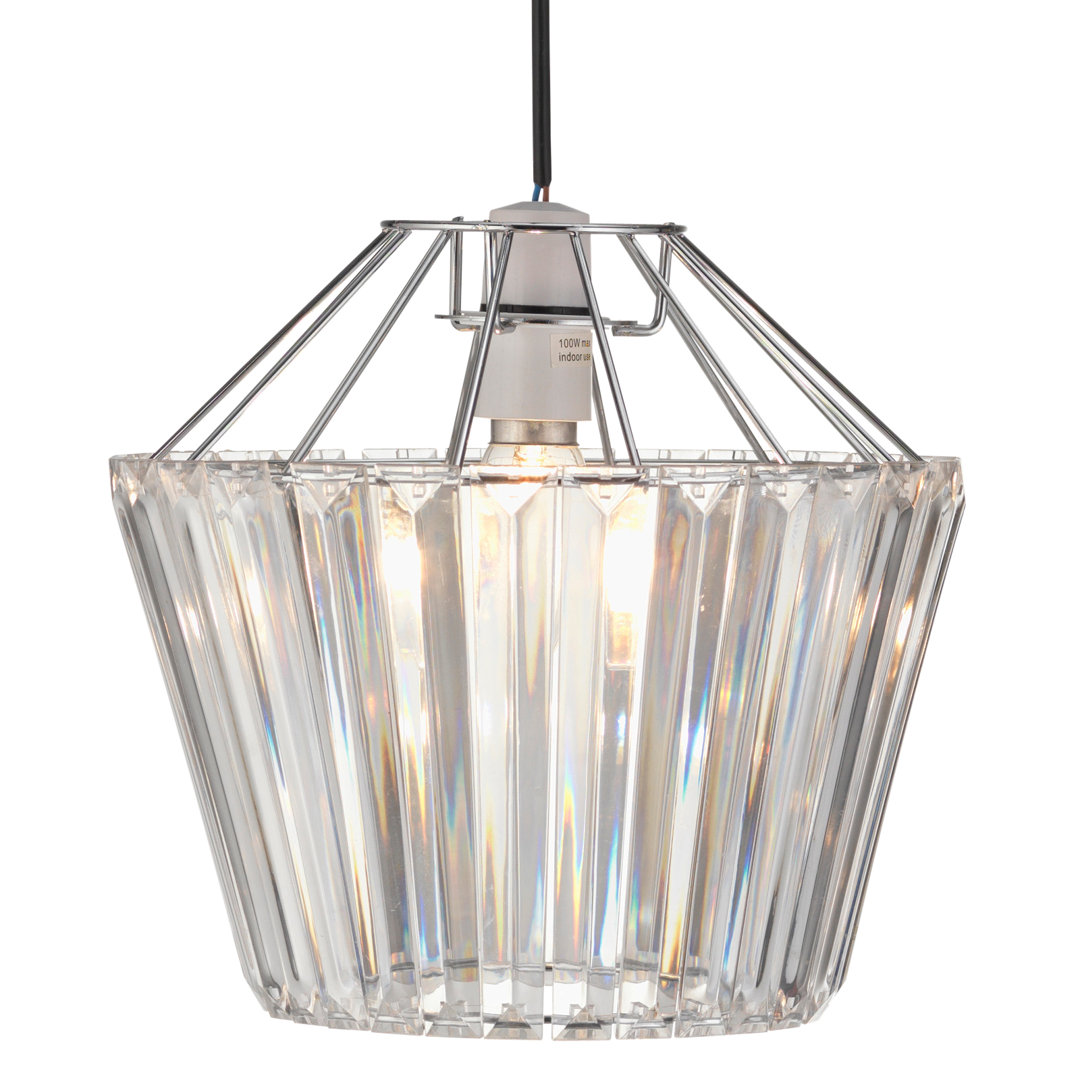 23cm H Plastic Drum Pendant Shade ( Screw On ) in Silver
