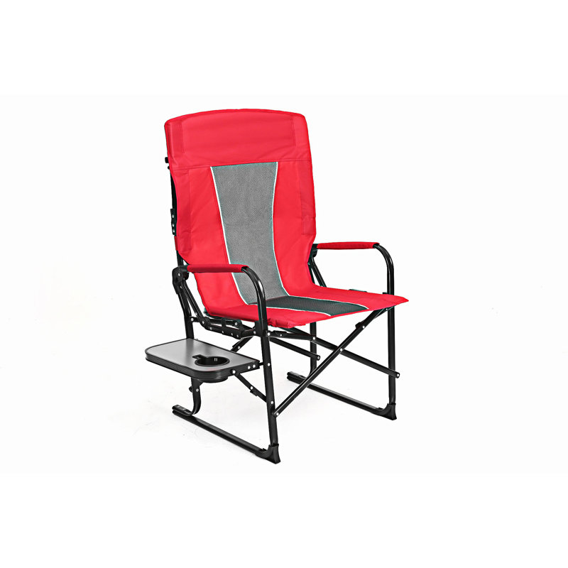 Camping Directors Chair Portable Folding Chair With Side Table, Red