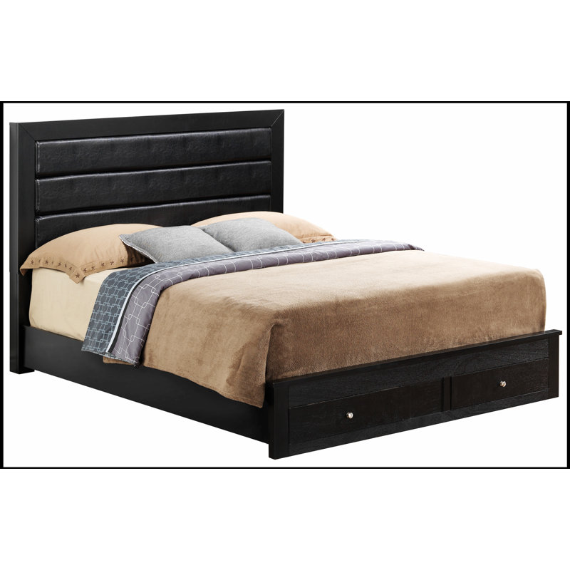 Lit de rangement noir élégant avec beaucoup d'espace sous le lit, parfait pour les chambres modernes et organisées.