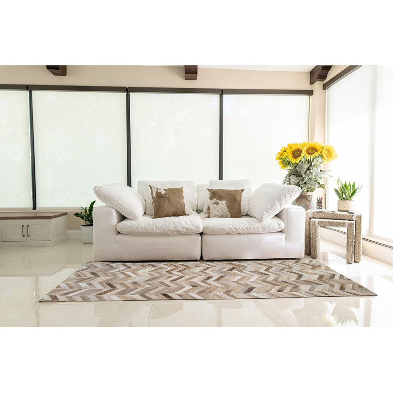 Courtdale Leather Chevron Indoor Rug