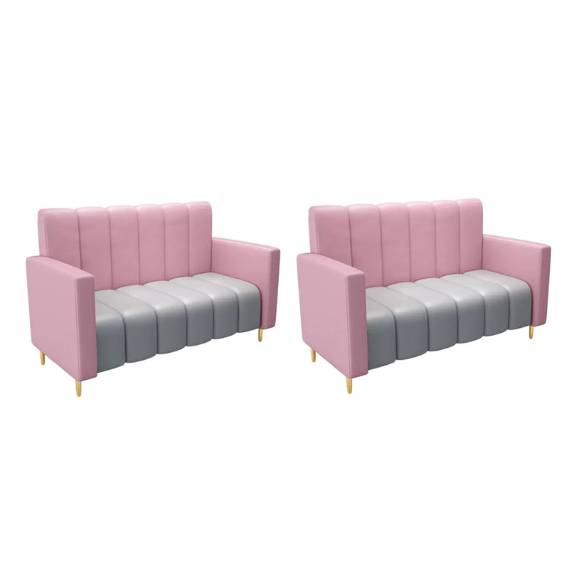 Nordic Modern Dessert Shop Cafe Restaurant Benches 47.2'' Faux Leather Sofa, Grey/Pink