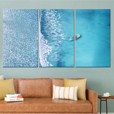 Impression sur toile: art mural paysage côtier - conception de bord de mer élégante, toile tendue 3P