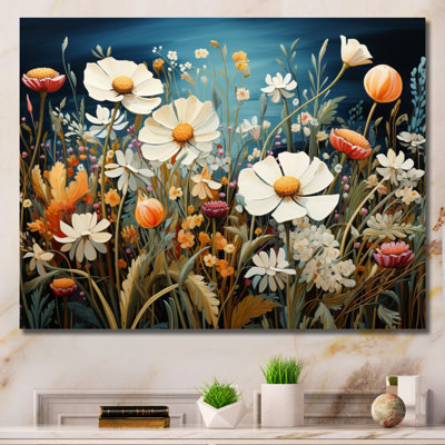 Symphonie florale blanche sur toile