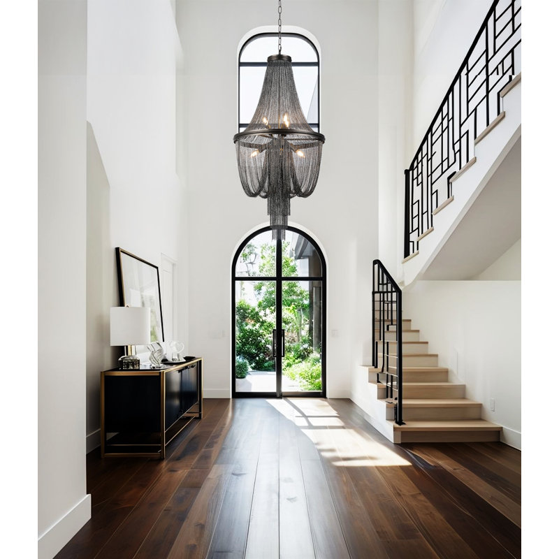 6-light Empire Graphite Tassel Chains Chandelier