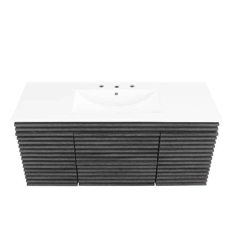 Meuble-lavabo mural 48 po Modway Render, Blanc, Gris anthracite