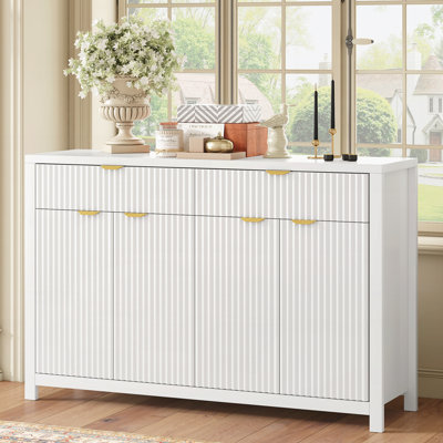 Buffet moderne avec 2 tiroirs et 4 portes, 3 tablettes réglables