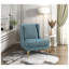 Fauteuil à oreilles moderne en chenille bleu moderne avec pieds en métal doré et dossier cousu à losanges-134541545