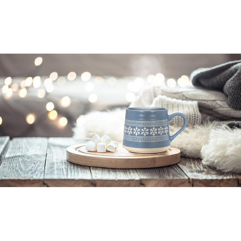 Wide Base With Snowflakes Mug