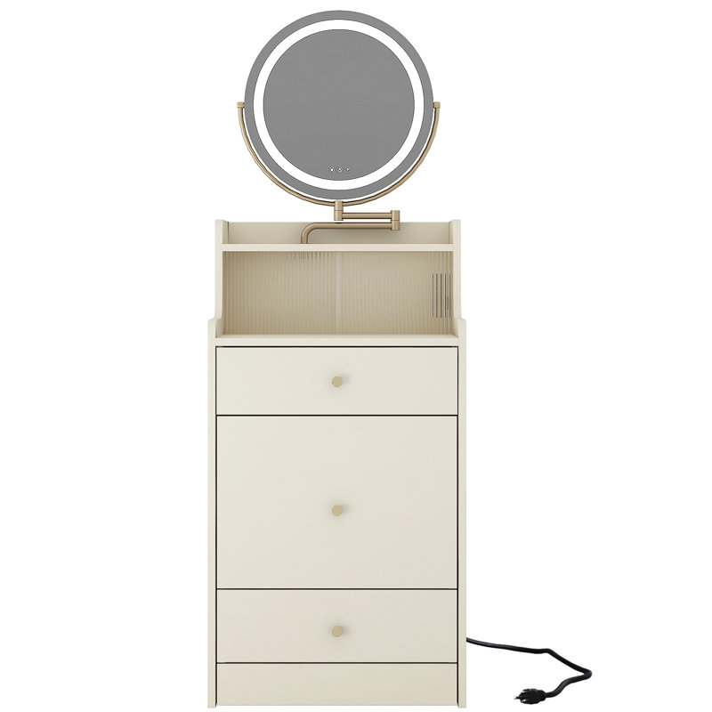 Meuble-lavabo 3 en 1 avec miroir, Jaune clair