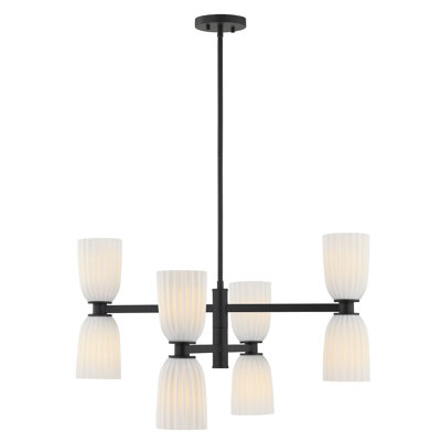 Lustre 8 lumières Aldegonde en noir mat